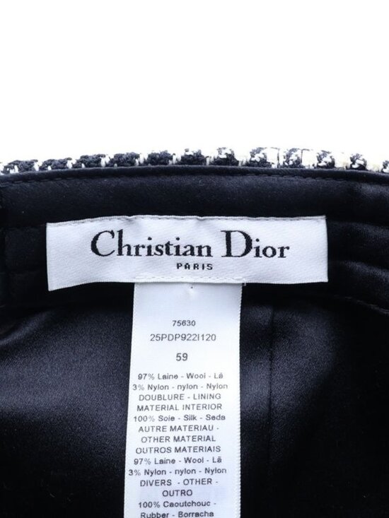 Dior Baseball Cap Houndstooth Pattern Black White